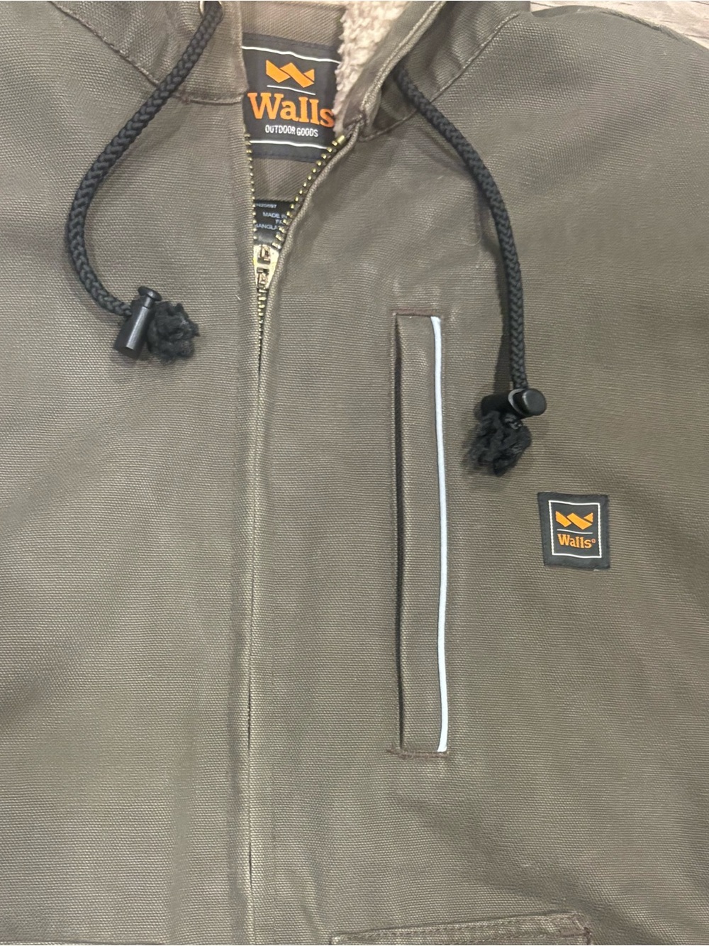 Walls Olive Green Sherpa-Lined Hooded Work Jacket